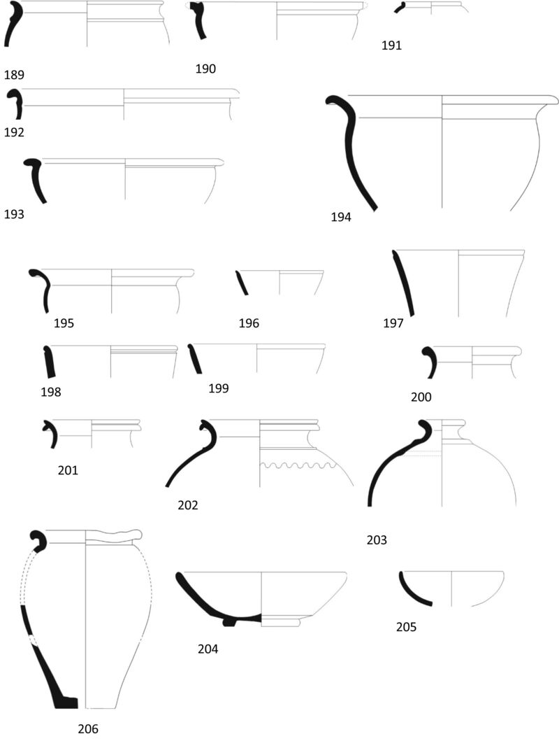 Fig 31. Pottery drawings 189- 206 