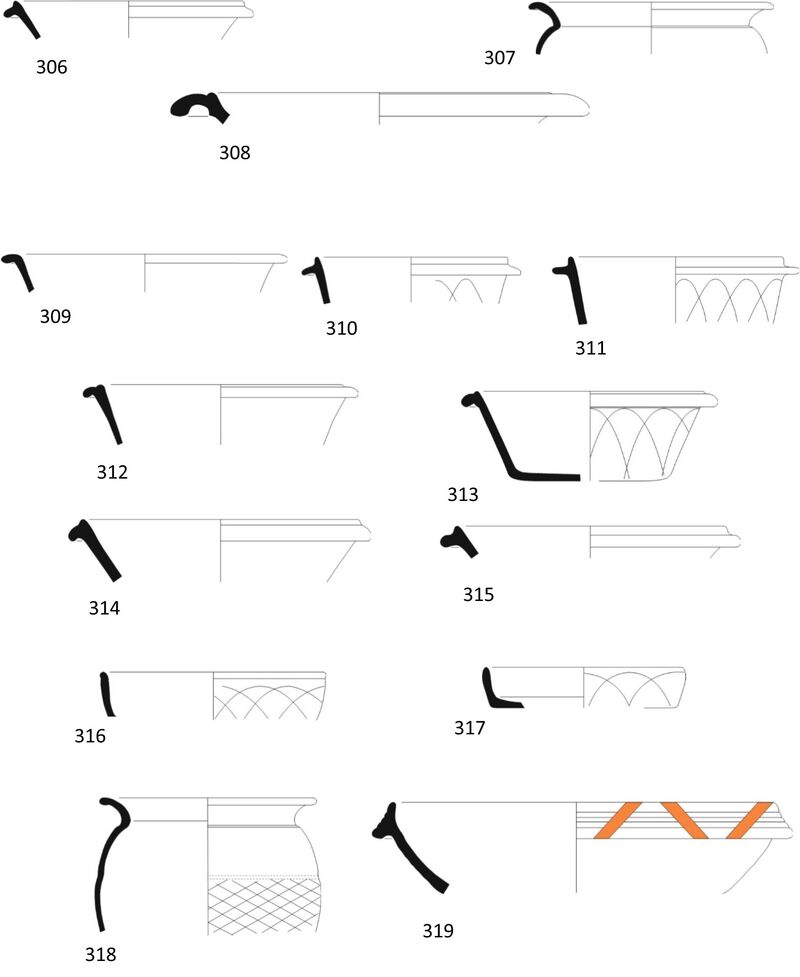 Fig 41. Pottery drawings 306- 319