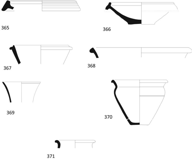 Fig 45. Pottery drawings 365- 371