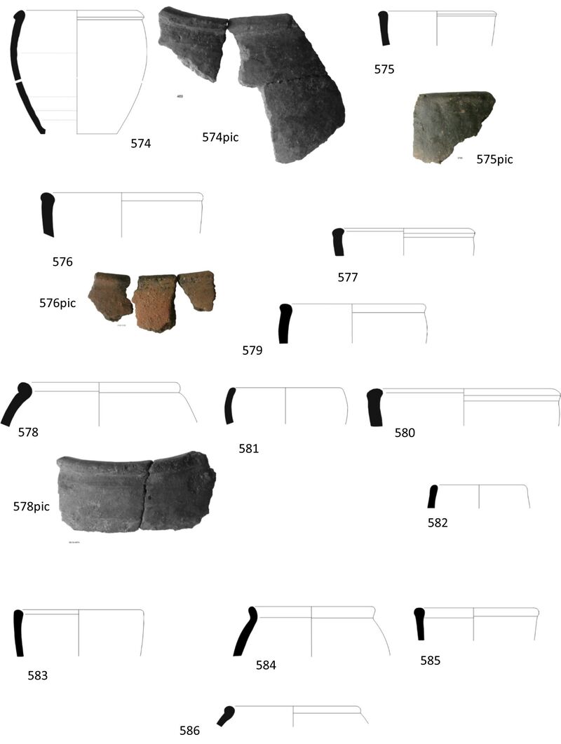 Fig 58. Pottery drawings 574- 586